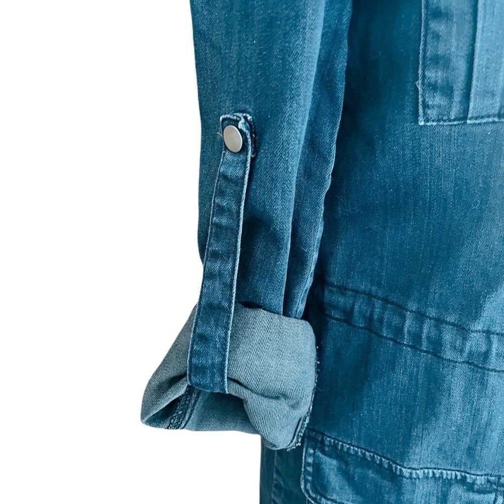 I❤️Ronson chambray tab sleeve drawstring waist zip/snap front jacket size XS - Picture 5 of 9